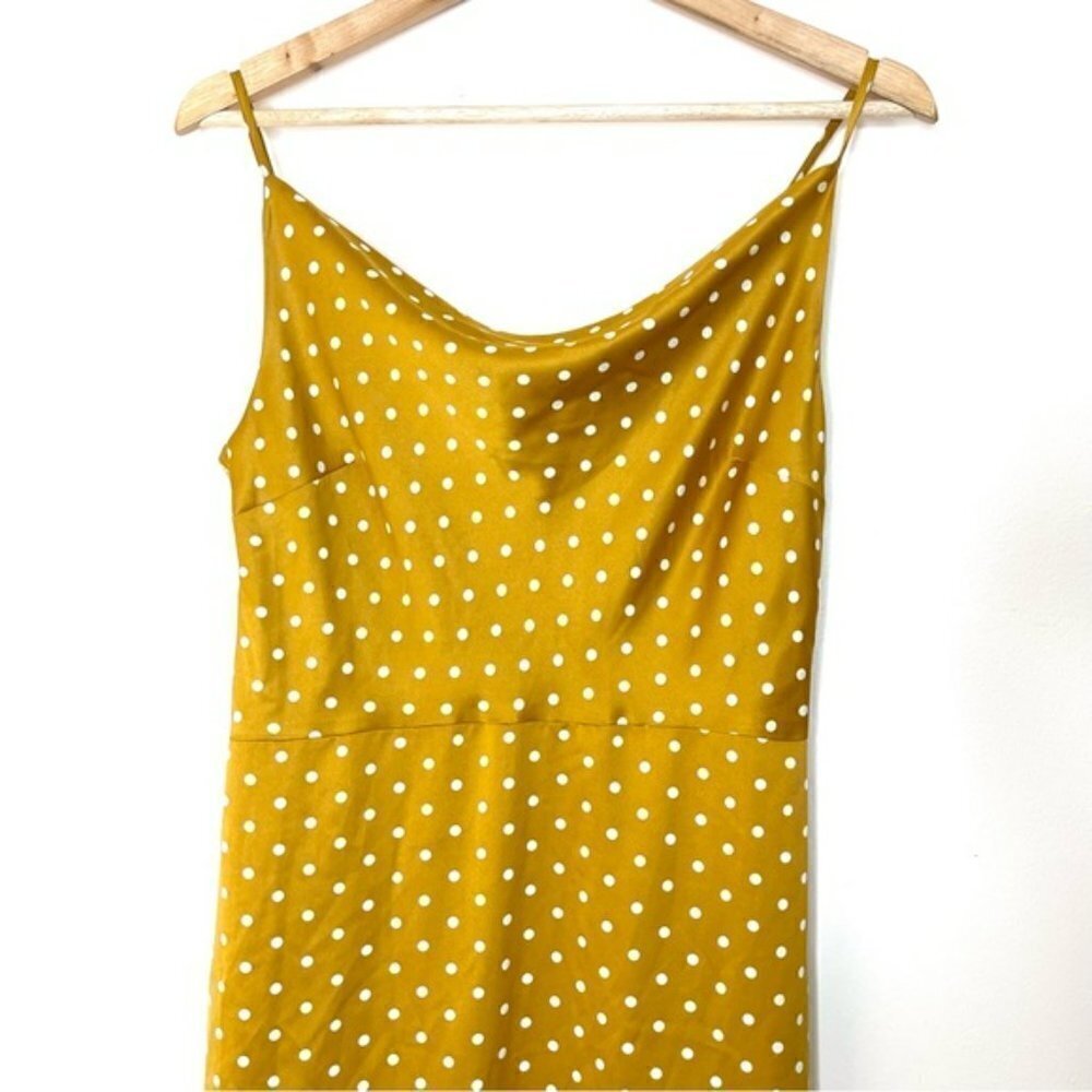 J.O.A. Yellow Polka Dots Satin Asymmetrical Dress US M - Picture 7 of 13